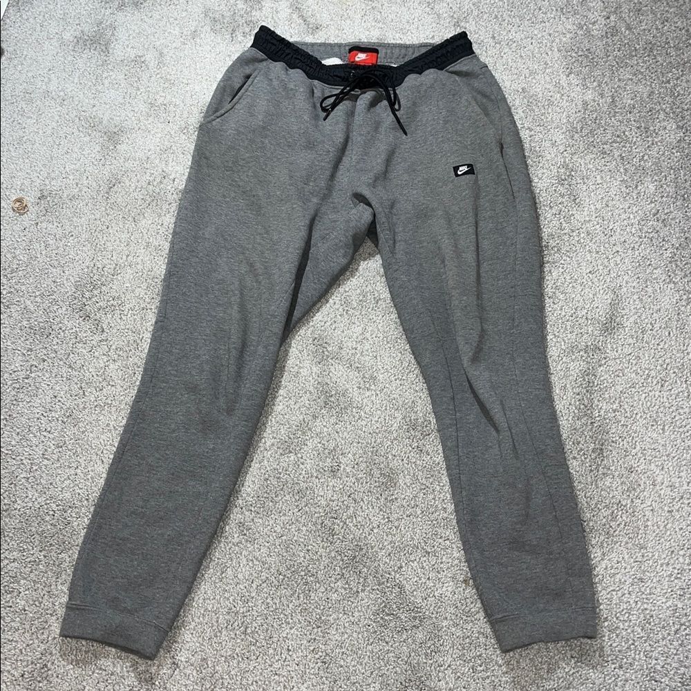 Nike gray BLK fleece work out 3 pocket Sweatpants track jog jogger Sweat pants L